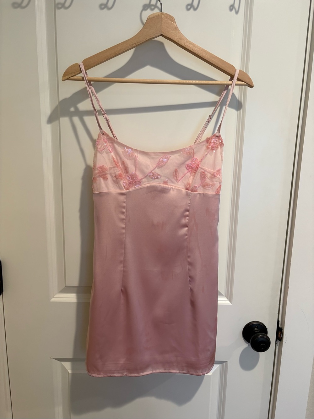 Peppermayo NWT Blush Pink Satin Slip with Embroidered Lace Bodice - Size xxs or